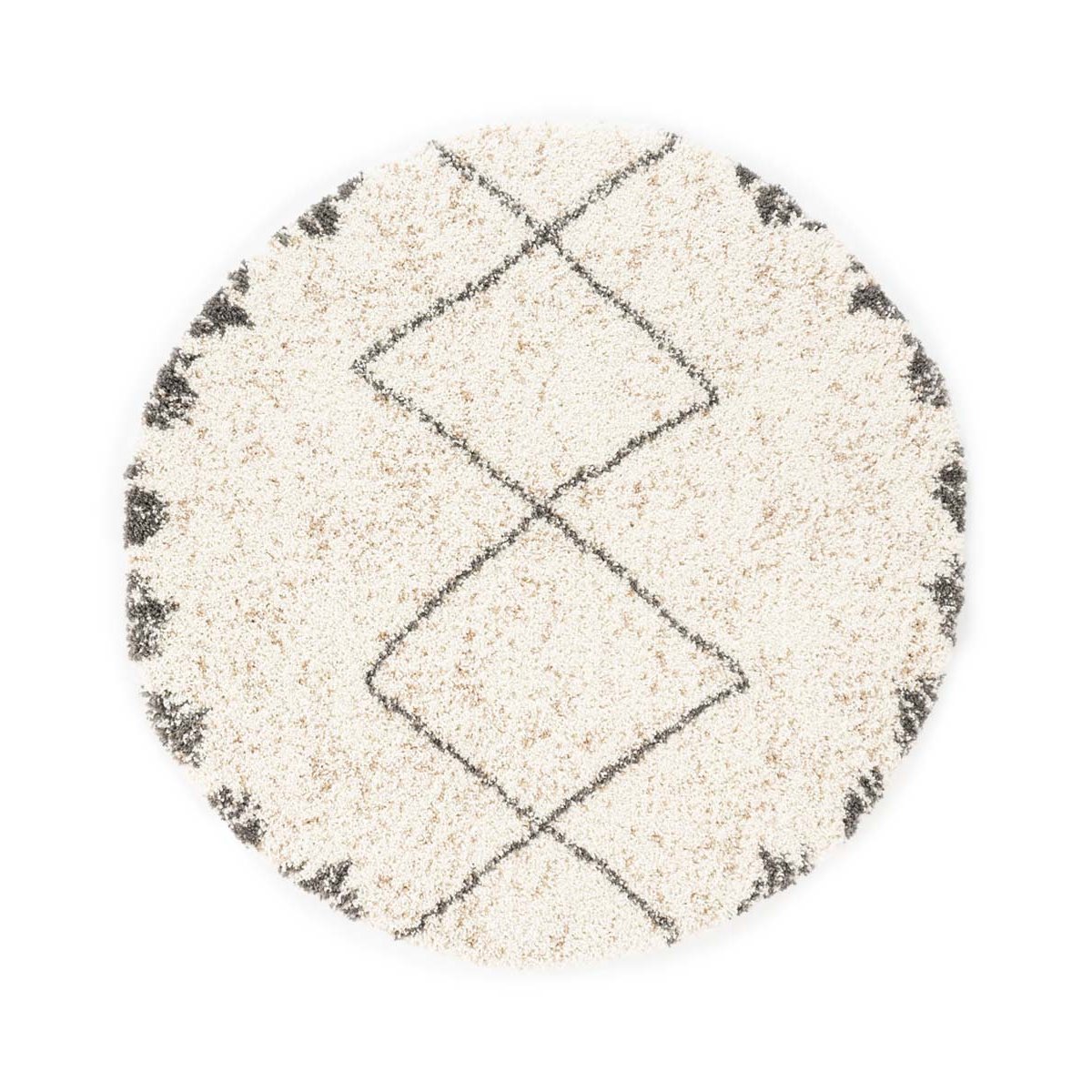 Boho&me Rond hoogpolig vloerkleed berber Artisan - wit|grijs - 200 cm