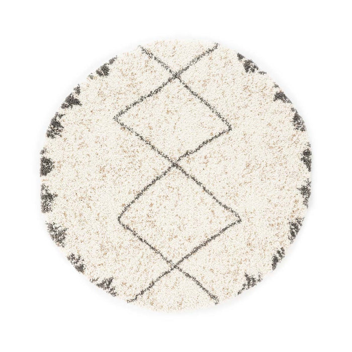Boho&me Rond hoogpolig vloerkleed berber Artisan - wit|grijs - 200 cm