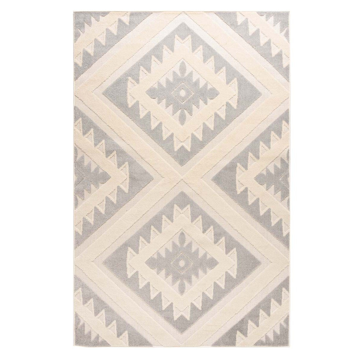 Boho&me Buitenkleed geometrisch - Verano grijs|wit - 80x150 cm