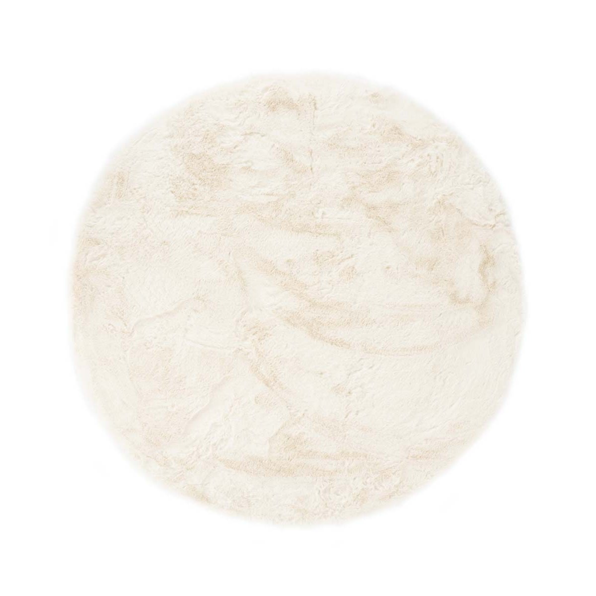 Tapeso Rond hoogpolig vloerkleed - Comfy plus - wit - 80 cm