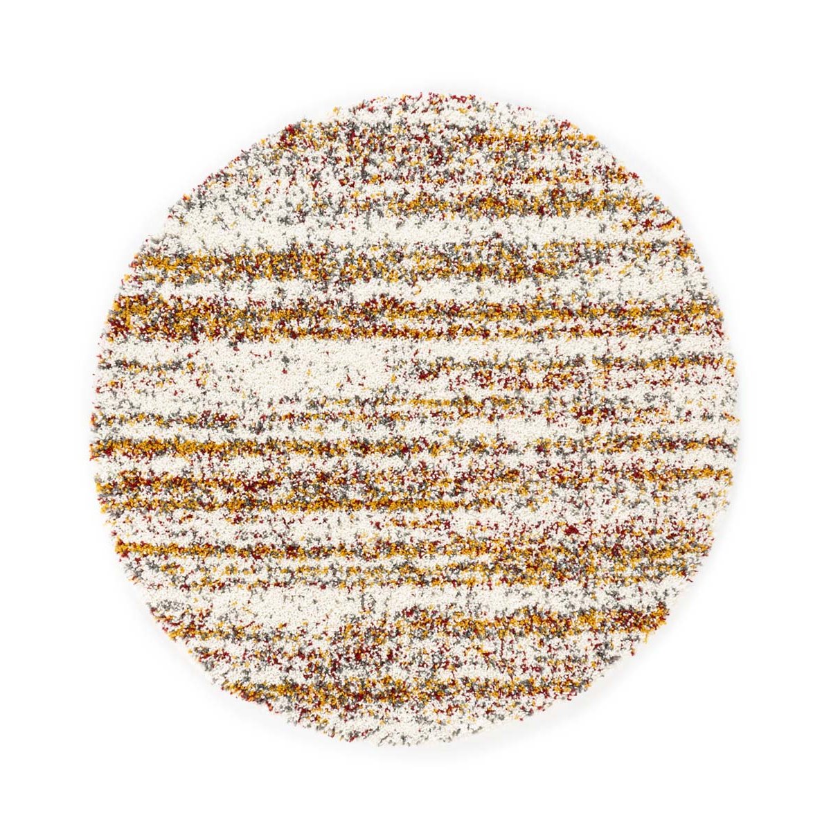 Boho&me Rond hoogpolig vloerkleed strepen Artisan - wit|multi - 120 cm