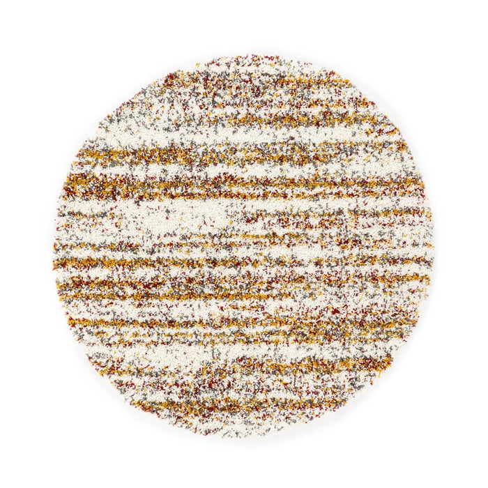 Boho&me Rond hoogpolig vloerkleed strepen Artisan - wit|multi - 200 cm