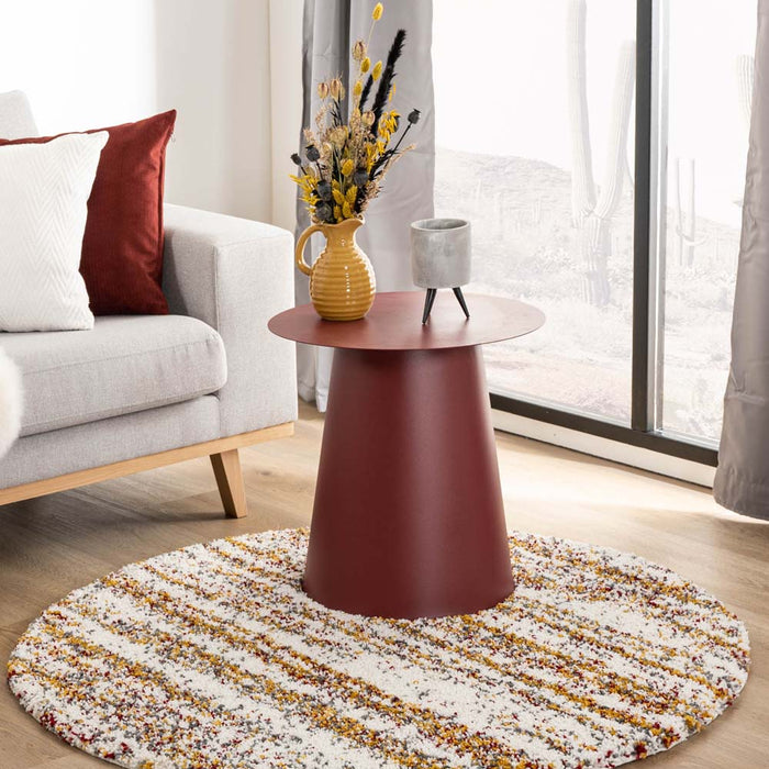 Boho&me Rond hoogpolig vloerkleed strepen Artisan - wit|multi - 200 cm