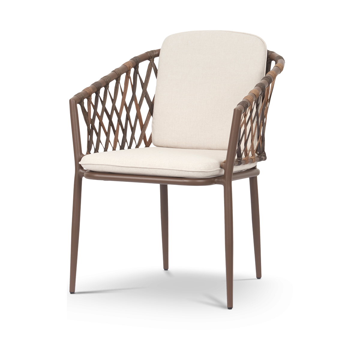 Lisomme Noor rotan tuinstoel bruin - met beige zitkussens