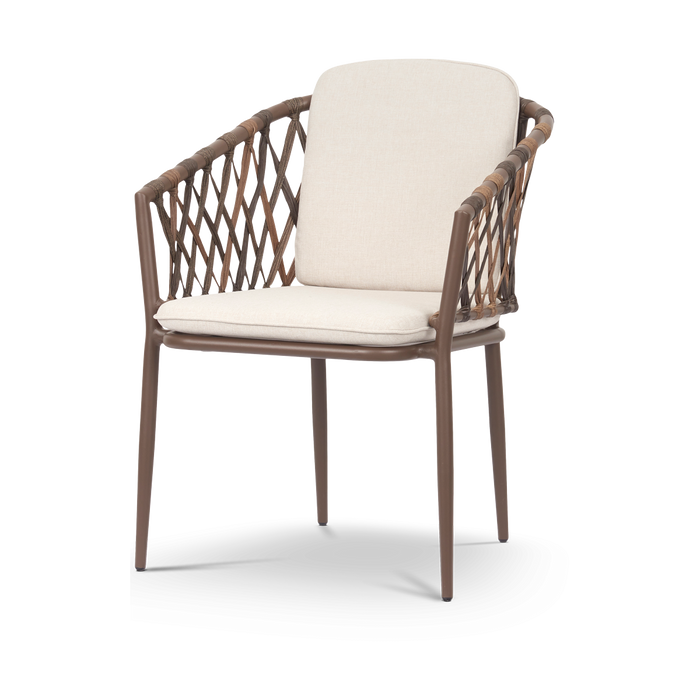 Lisomme Noor rotan tuinstoel bruin - met beige zitkussens