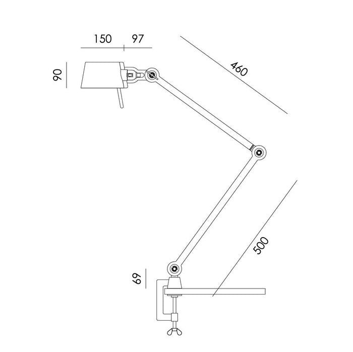 Bolt 2 Arm klemlamp Ash Grey