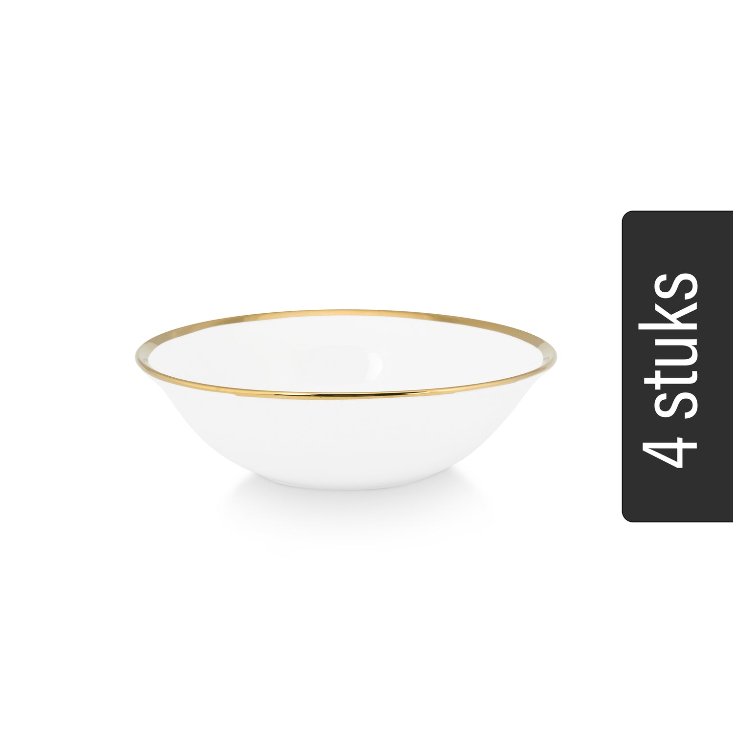 vtwonen Kommen - Set van 4 - Wit|Goud - Porselein - Ø 15cm