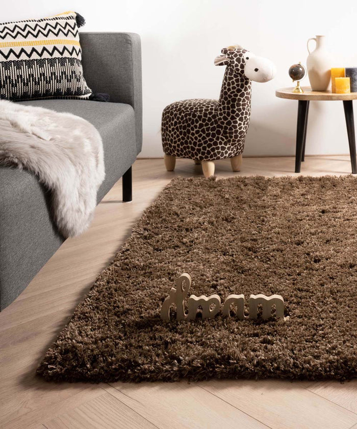 Tapeso Hoogpolig vloerkleed - Cozy Shaggy - bruin - 80x150 cm
