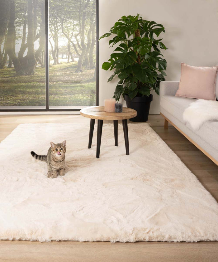 Tapeso Zacht hoogpolig vloerkleed - Comfy plus - crème - 160x230 cm