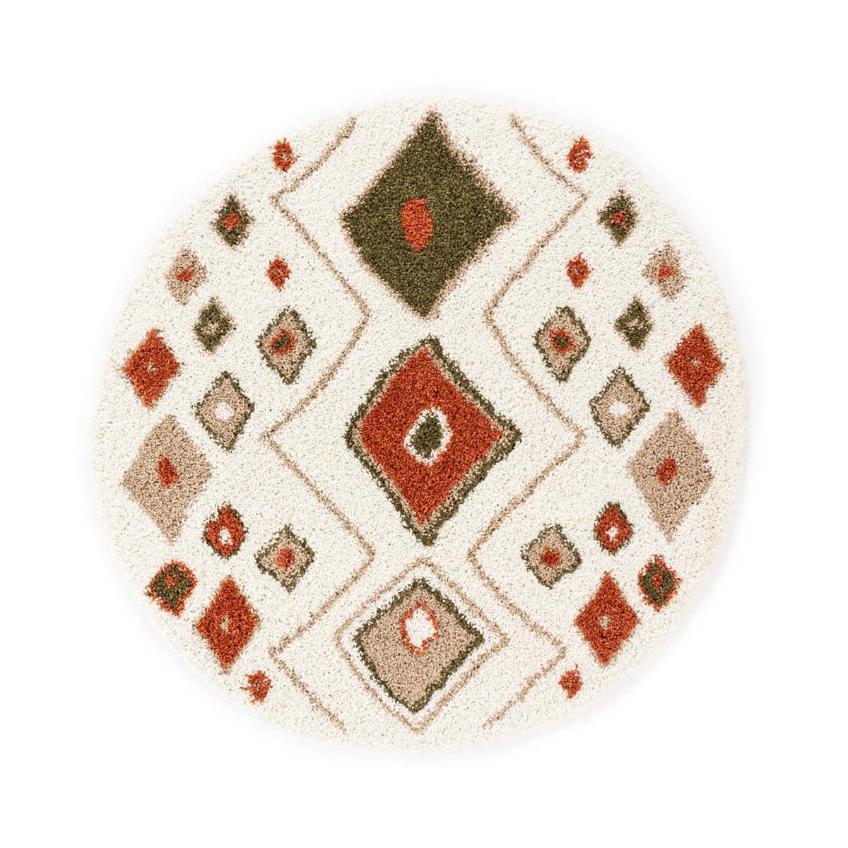 Boho&me Rond hoogpolig vloerkleed bohemian Artisan - wit|multi - 300