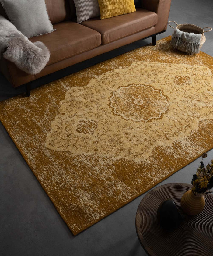 Heritaged Vintage vloerkleed Village - okergeel - 200x290 cm