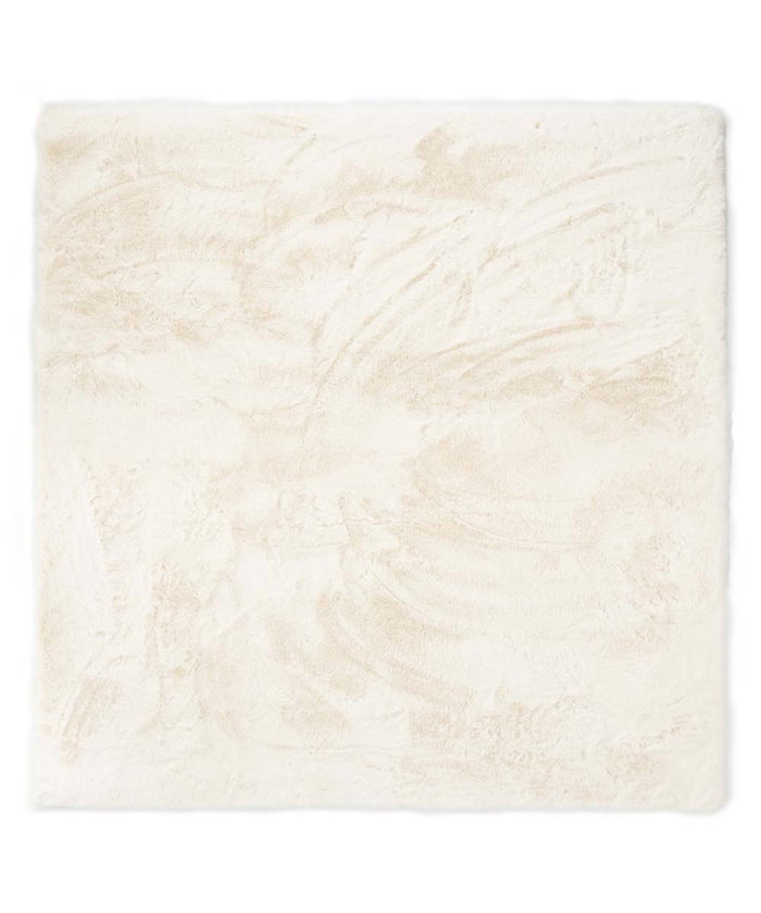 Tapeso Vierkant hoogpolig vloerkleed - Comfy plus - wit - 130x130 cm