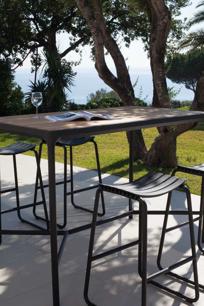 Four statafel buiten 160x90 bamboe, zwart onderstel