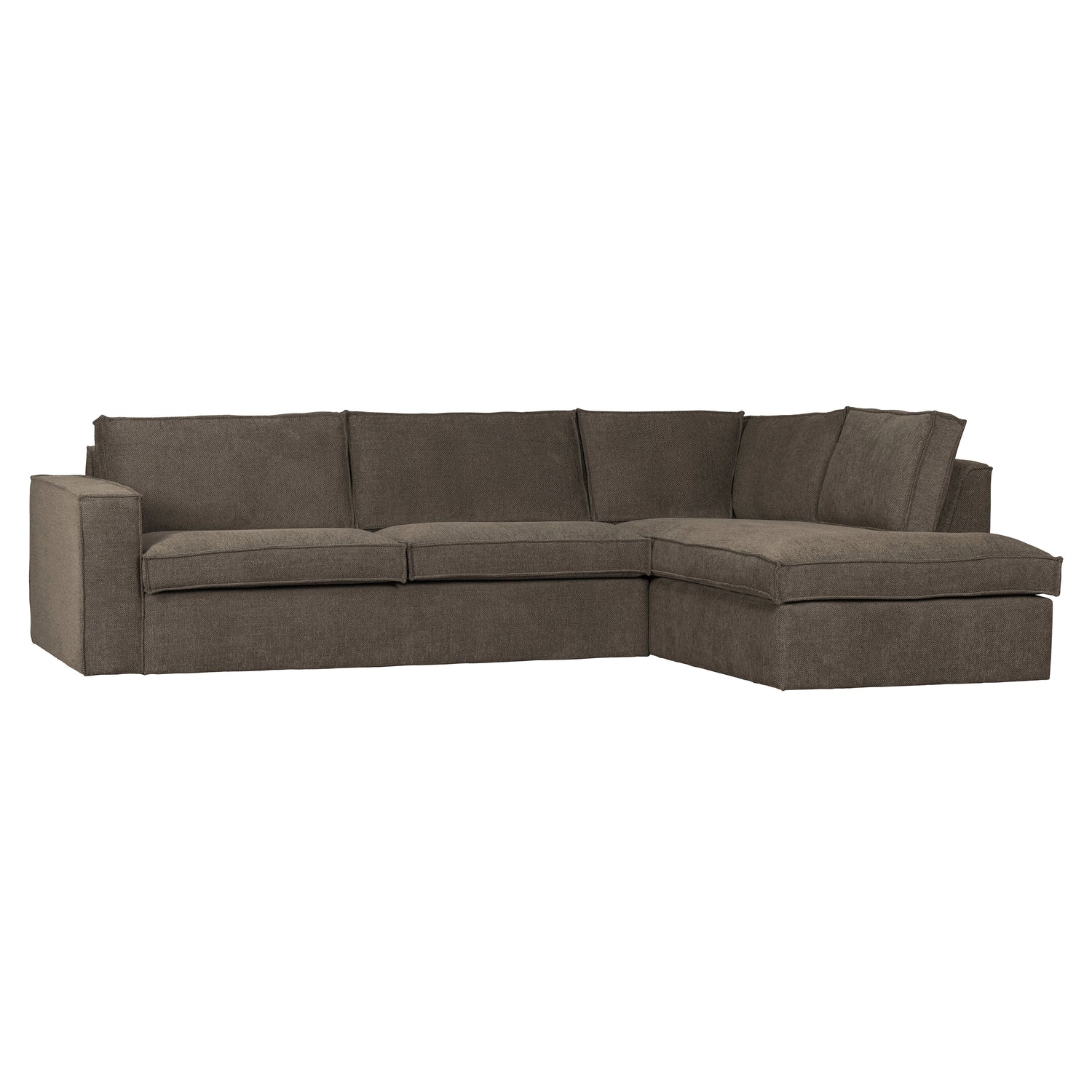 WOOOD Freddie Hoekbank Rechts - Melange Stof - Bruin - 90x283x197