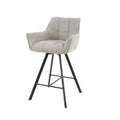 Giga Meubel - Barstoel - Draaibaar - Zand Bouclé - Raster - Set van 2