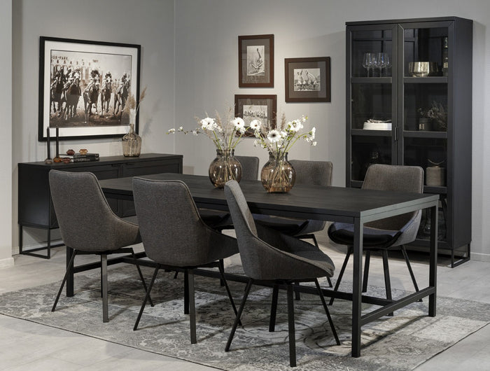 Rowico Home Everett Houten Vitrinekast - H 195 cm - Zwart