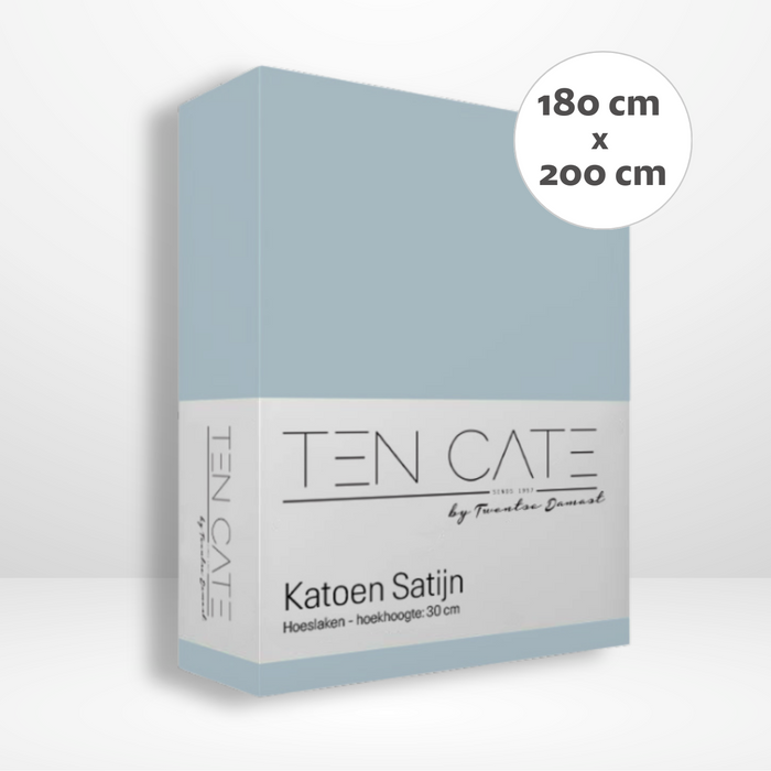 Ten Cate Katoensatijnen Hoeslaken - 180x200 - Licht Blauw