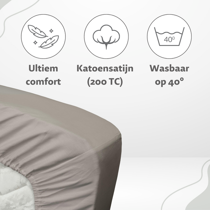 Ten Cate Katoensatijnen Hoeslaken - 180x200 - Grijs