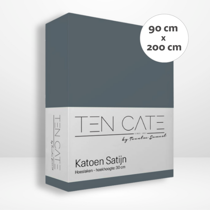 Ten Cate Katoensatijnen Hoeslaken - 90x200 - Donker Blauw