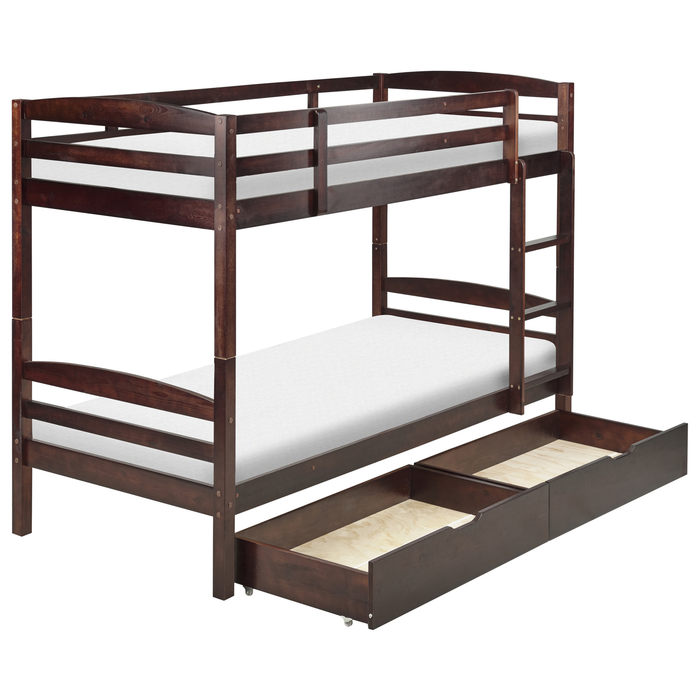 Beliani-REGAT-Stapelbed opbergruimte-Donkerbruin-90 x 200-Grenenhout