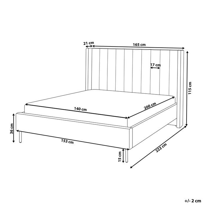Beliani-VILETTE -Tweepersoonsbed-Lichtbeige-140 x 200 cm-Bouclé