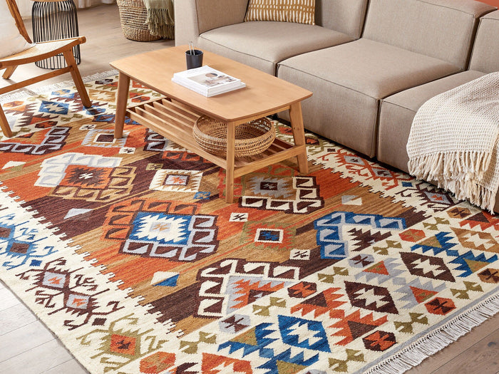 Beliani-VOSKETAP-Kelim vloerkleed-Multicolor-200 x 300 cm-Wol
