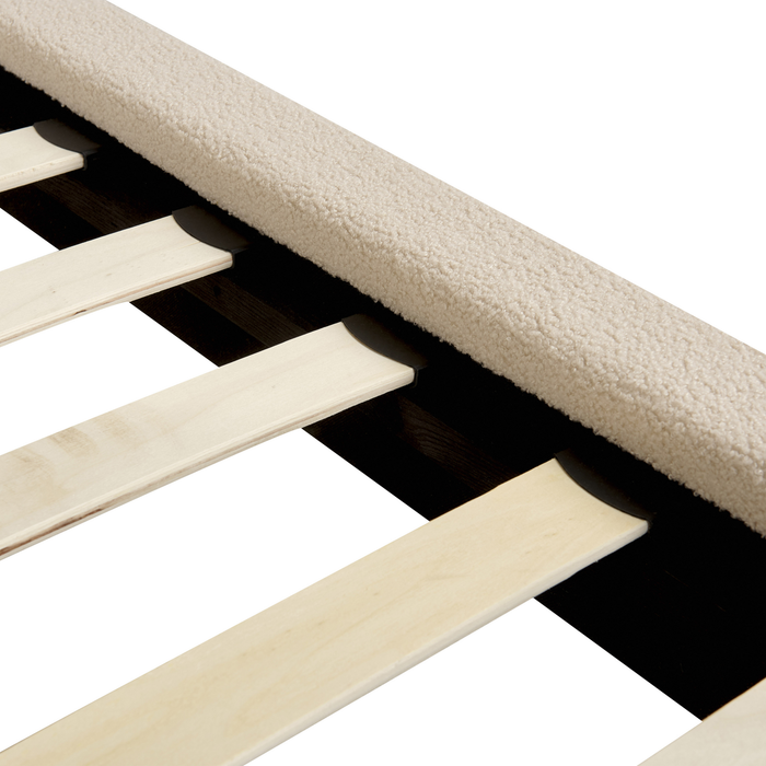 Beliani-MELLE -Tweepersoonsbed-Lichtbeige-180 x 200 cm-Bouclé