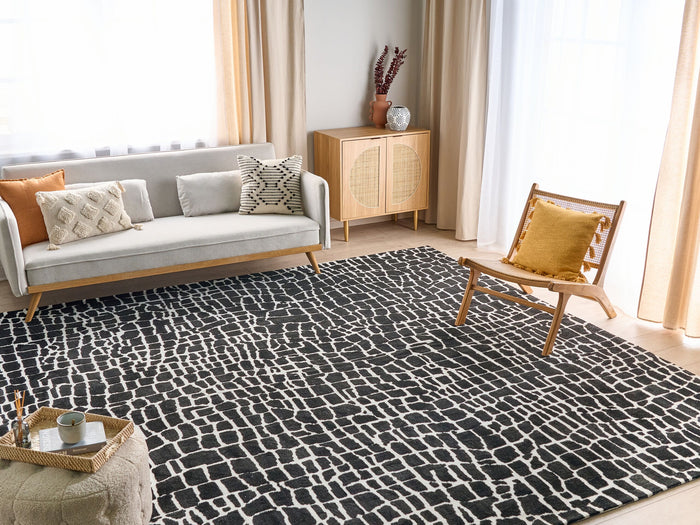 Beliani - PUNGE - Vloerkleed - Zwart|Wit - 300 x 400 cm - Polyester