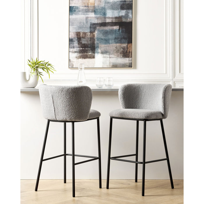 Beliani - MINA - Barkrukken set van 2 - Lichtgrijs - Bouclé