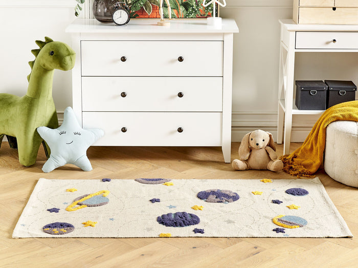 Beliani - LANGSA - Vloerkleed - Donkerblauw - Katoen