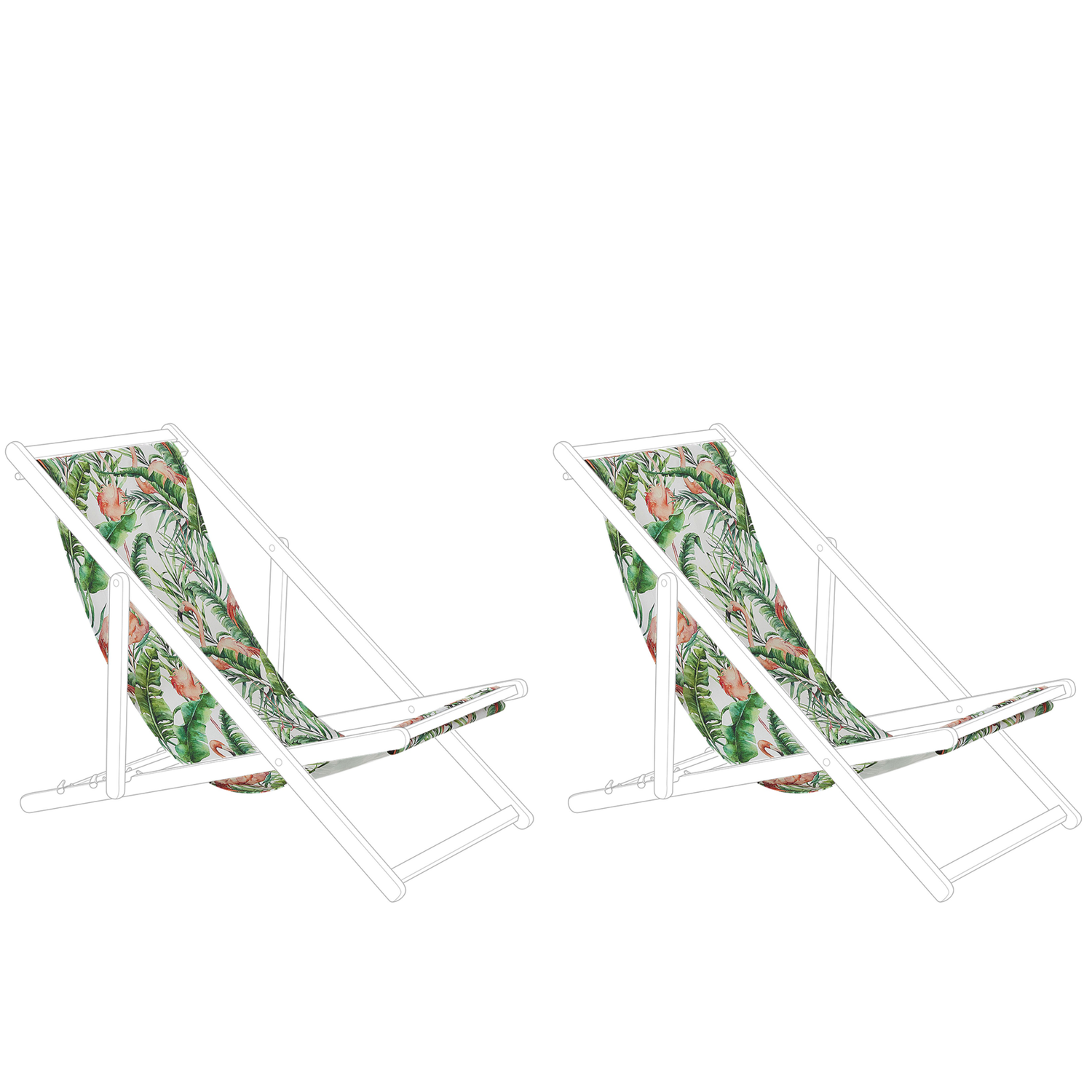 Beliani - ANZIO|AVELLINO - Ligstoel doek set van 2 - Groen - Polyester