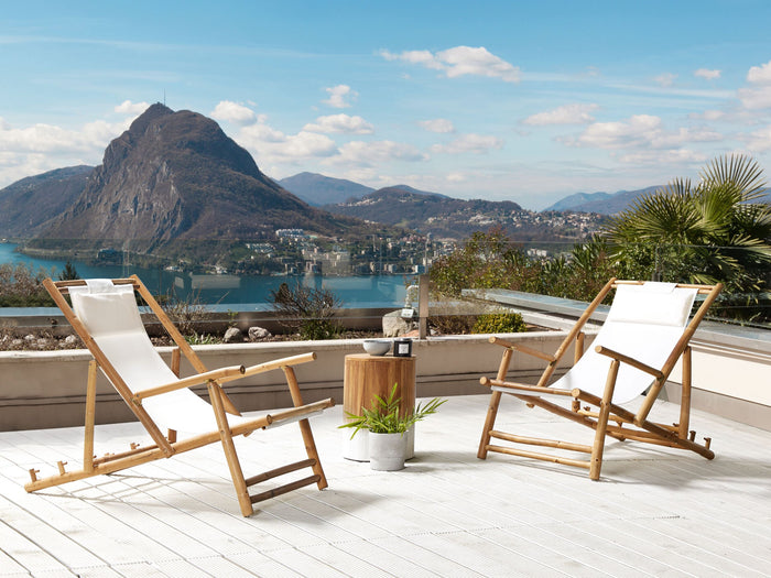 Beliani-ATRANI -Strandstoel set van 2-Lichte houtkleur-Bamboehout