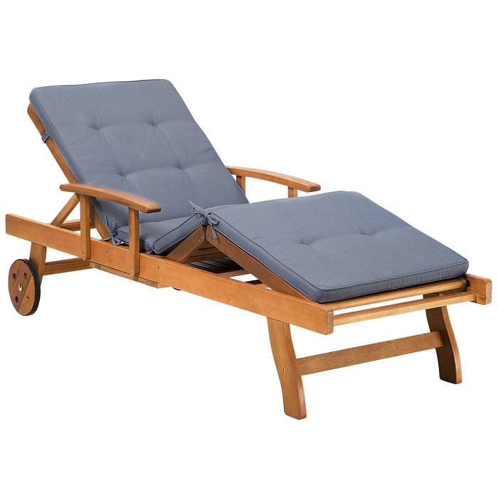 Beliani - JAVA - Strandstoel - Lichte houtkleur|Blauw - Acaciahout