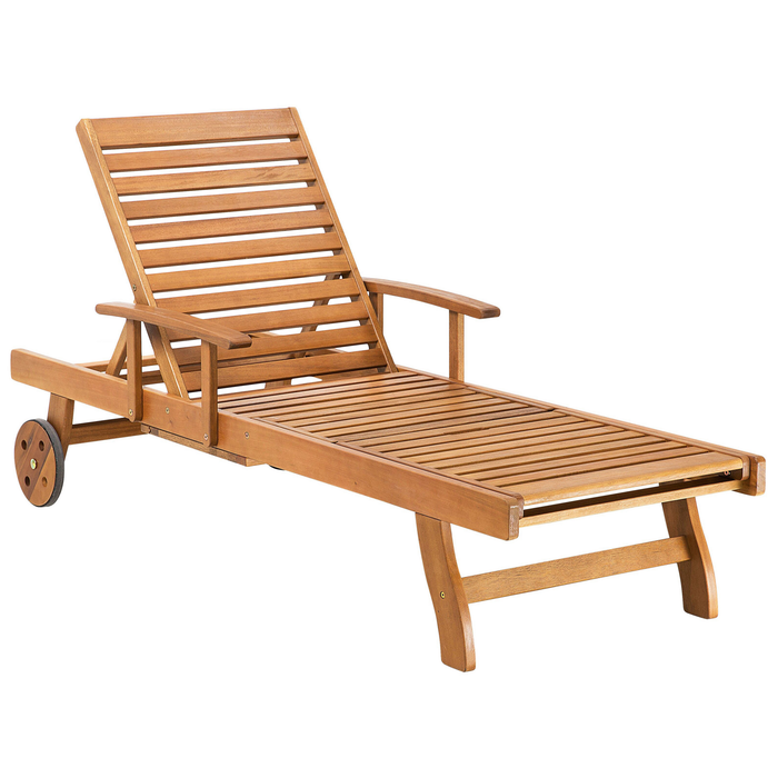 Beliani - JAVA - Strandstoel - Lichte houtkleur|Blauw - Acaciahout