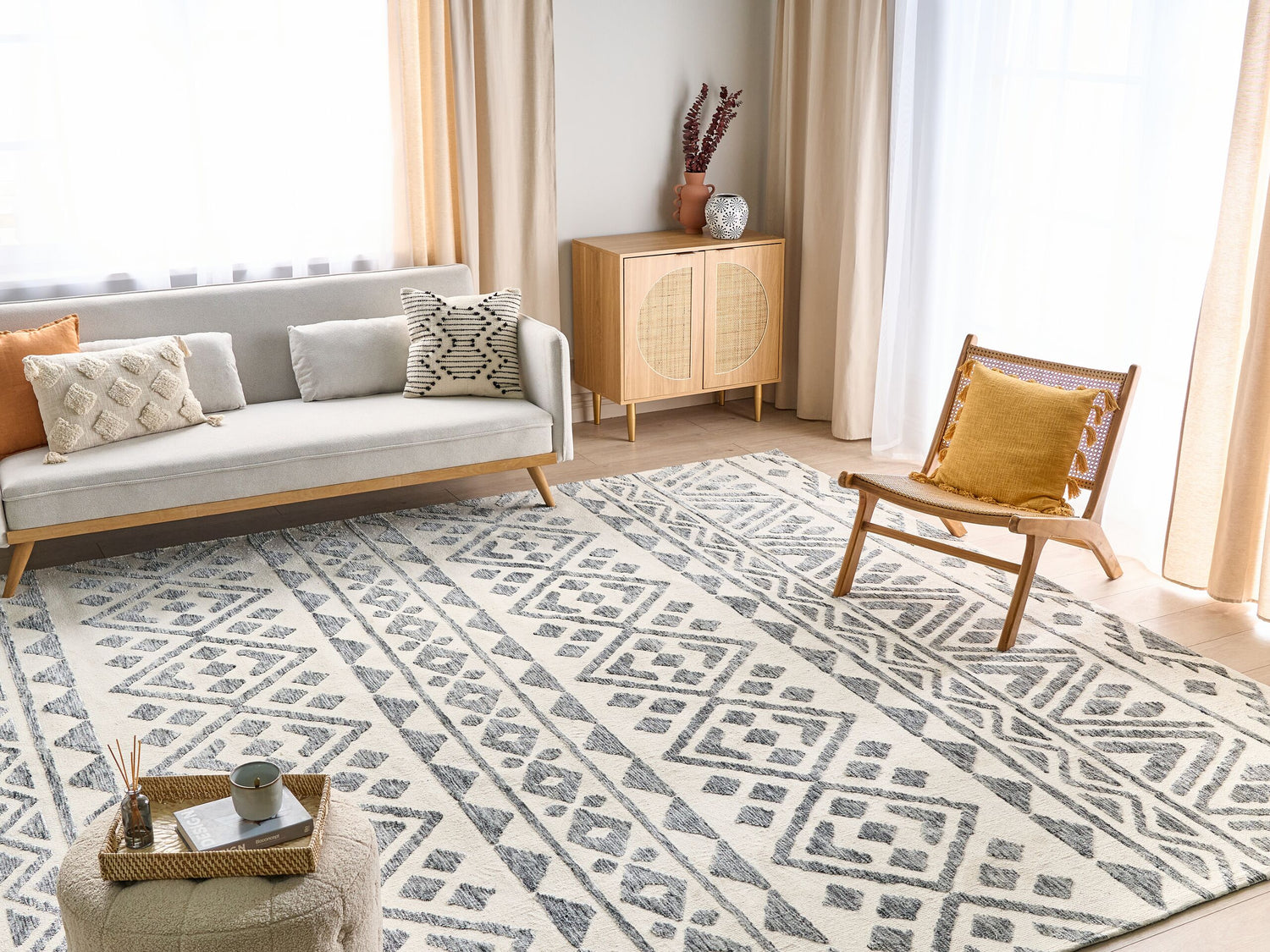 Beliani-ASPANI-Vloerkleed-Grijs|Off-white-300 x 400 cm-Polyester