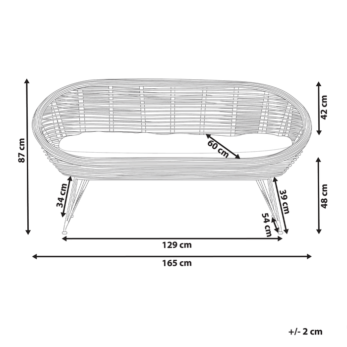 Beliani - MARATEA - Tuinbank - Lichtbeige - Rotan