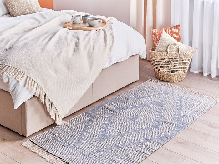 Beliani-ANSAR-Laagpolig vloerkleed-Gebroken wit-80 x 150 cm-Katoen