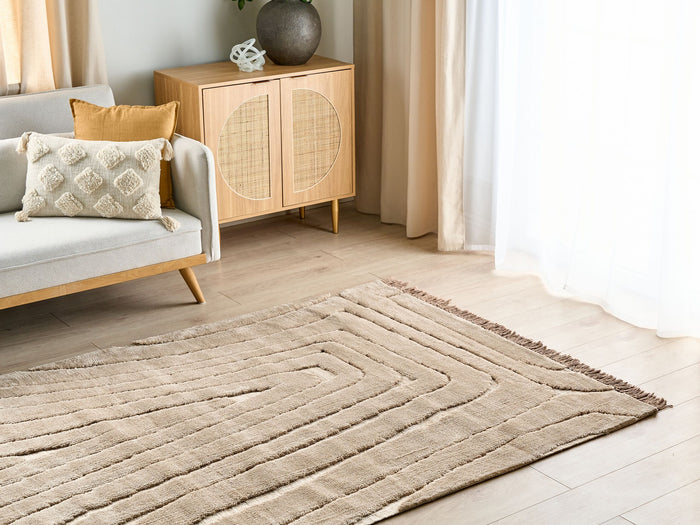 Beliani - SAZOO - Vloerkleed - Beige - 160 x 230 cm - Polyester