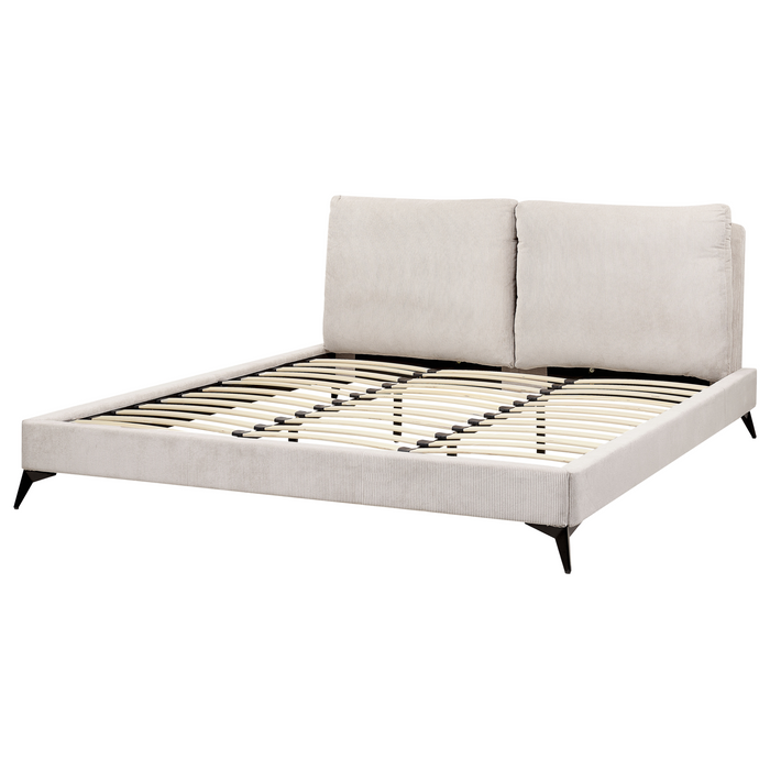 Beliani-MELLE -Tweepersoonsbed-Lichtbeige-180 x 200 cm-Corduroy