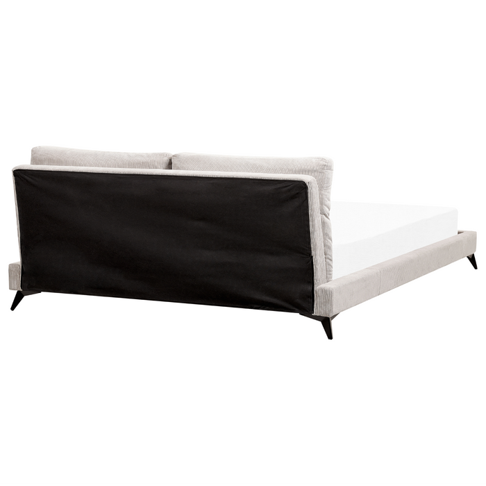 Beliani-MELLE -Tweepersoonsbed-Lichtbeige-180 x 200 cm-Corduroy