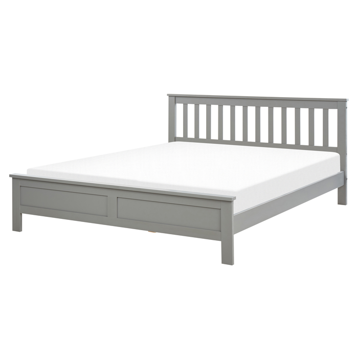 Beliani-MAYENNE -Tweepersoonsbed-Grijs-160 x 200 cm-Dennenhout