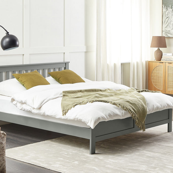 Beliani-MAYENNE -Tweepersoonsbed-Grijs-160 x 200 cm-Dennenhout