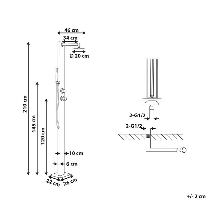 Beliani - OLZAI - Buitendouche - Zilver - PVC