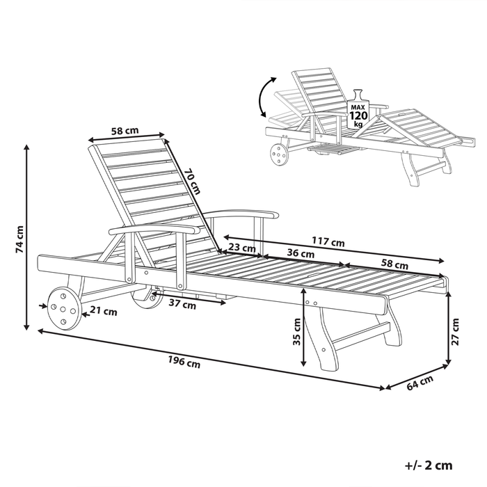 Beliani - AMANTEA - Ligstoel - Donkere houtkleur - Acaciahout