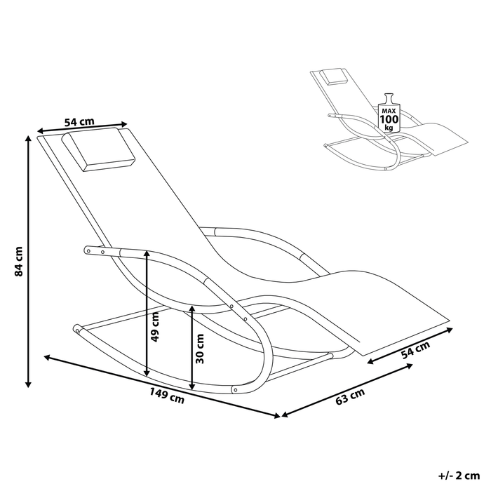 Beliani - CARANO - Strandstoel - Grijs - Staal