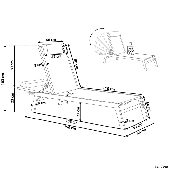 Beliani - CATANIA - Strandstoel - Wit - Aluminium