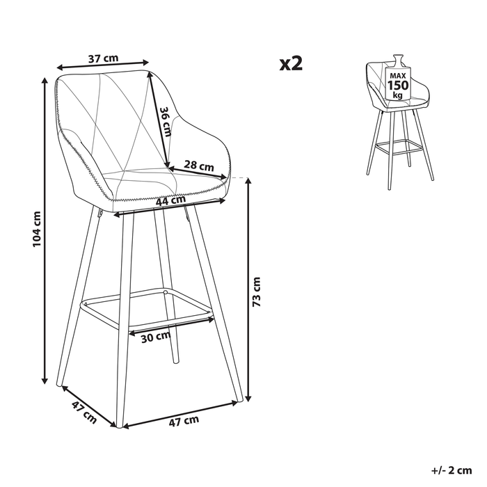 Beliani - DARIEN - Barkruk - Lichtgroen - Polyester