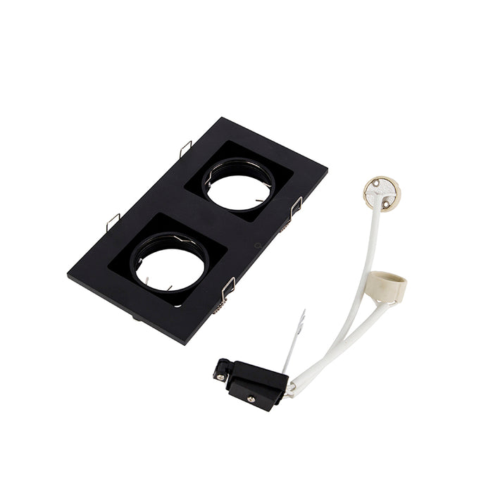 QAZQA Inbouwspot zwart rechthoekig 2-lichts - Qure