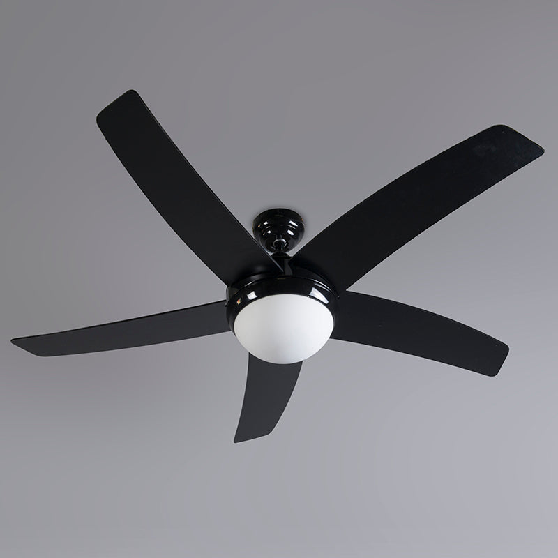 QAZQA Plafondventilator zwart met hout print 132cm met