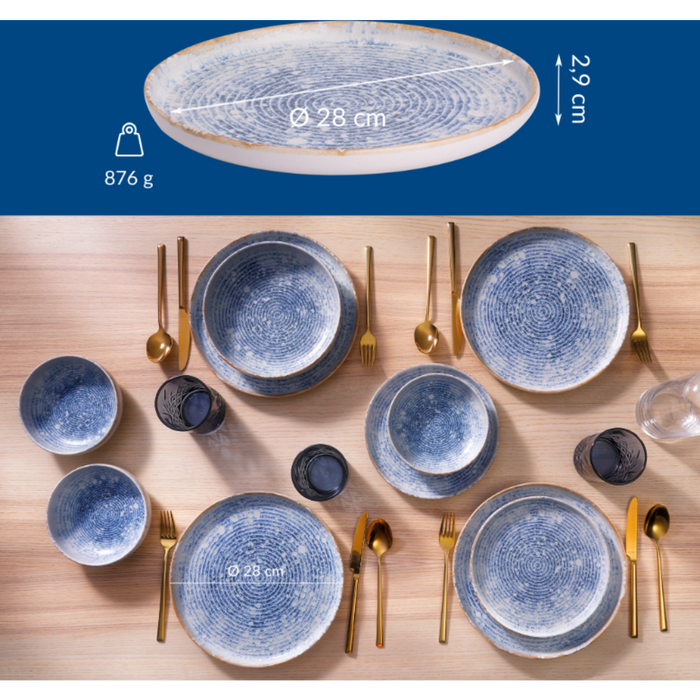 James Cooke - Azure Vintage - Bord - 2 stuks - ø 28 cm - Blauw|Wit